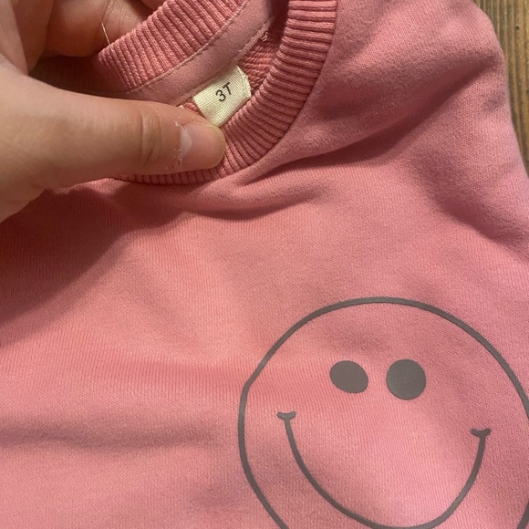 Indy And Pippa Smiley Sweatshirt Set Raspberry - Picture 3 of 4